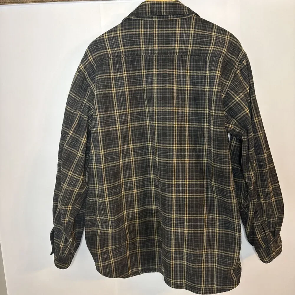 Walls Workwear‎ Mens Large Plaid Lined Thick Cotton Flannel Shirt Jacket Chore